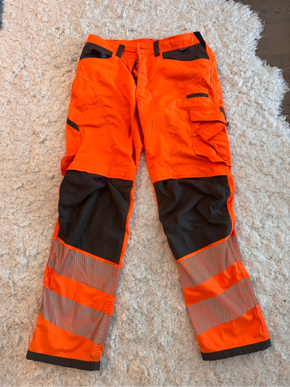 German Wurth High-Visibility Orange Work Pants with Contrast Knees